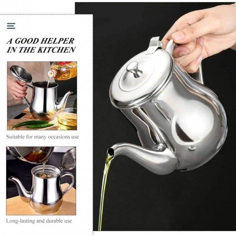 Stainless Steel Oil Pot Strainer Container Jug-500ml thumbnail 2