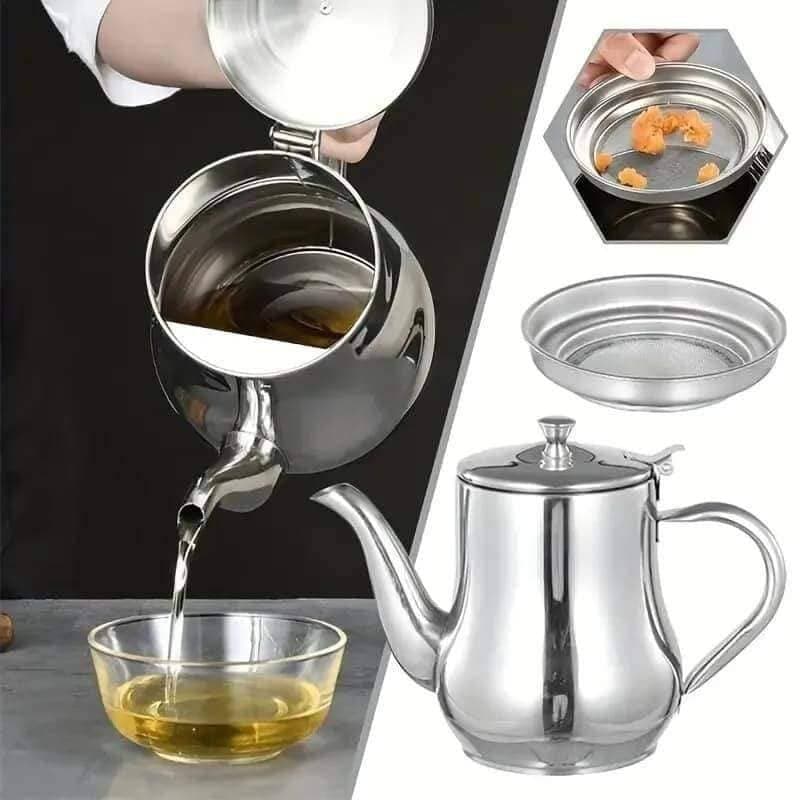 Stainless Steel Oil Pot Strainer Container Jug-500ml thumbnail 3