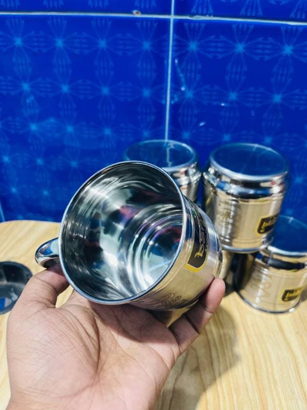 6 PC Set প্রিমিয়াম ইন্ডিয়ান স্টেইনলেস স্টিল টি/কফি কাপ  thumbnail 2