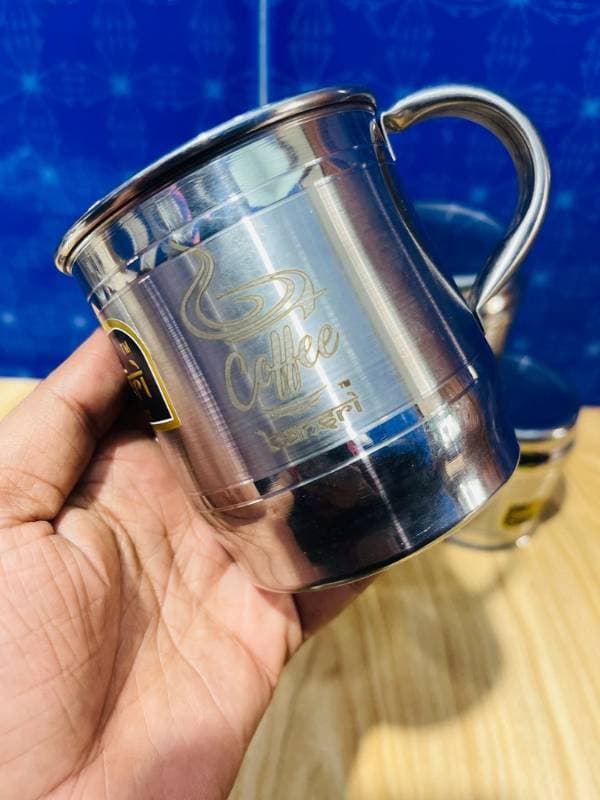6 PC Set প্রিমিয়াম ইন্ডিয়ান স্টেইনলেস স্টিল টি/কফি কাপ  thumbnail 3