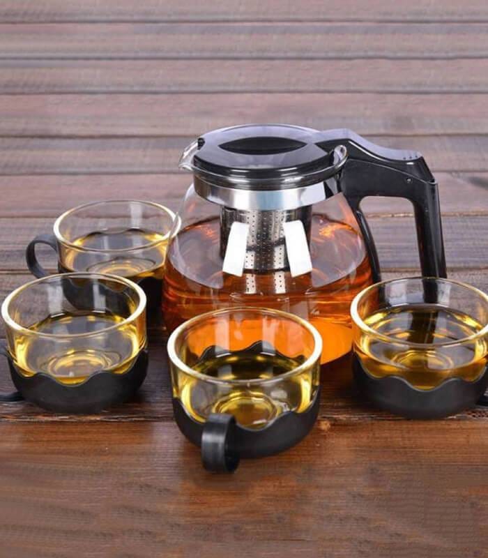 900ml Glass Teapot Elegant Kitchen Cup Special Tea Gift Set 5pcs